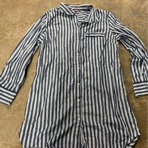 Victoria’s Secret Pajama Shirt Womens Size S Striped Blue/White Button Up OBO